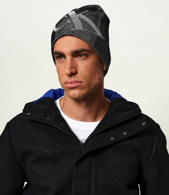 Ανδρικός Σκούφος Calvin Klein LV04D8101G-UB1 Μαύρο/Μπεζ Μαύρο - One Size 2