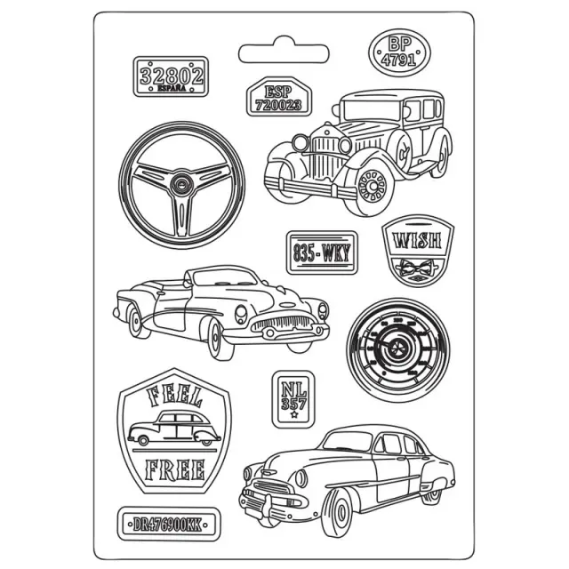 Καλούπι εύκαμπτο A4, 21x29cm, Stamperia, Desire, Vintage car