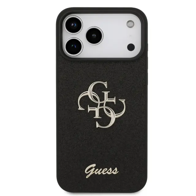 Guess PU Fixed Glitter 4G Metal Logo Case for iPhone 18 Pro Max Black 3
