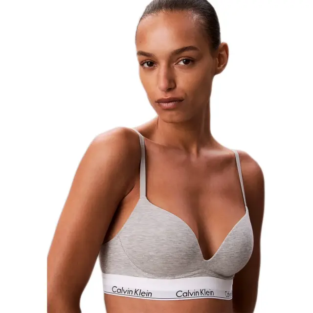 Calvin Klein Γυναικείο Σουτιέν Push Up Plunge - Icon Cotton Modal, Χρώμα Γκρι