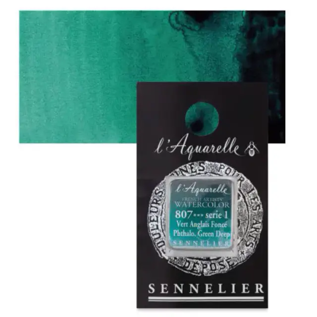 Χρώμα Ακουαρέλας Sennelier l Aquarelle Half Pan - 807 Phthalo. Green Deep