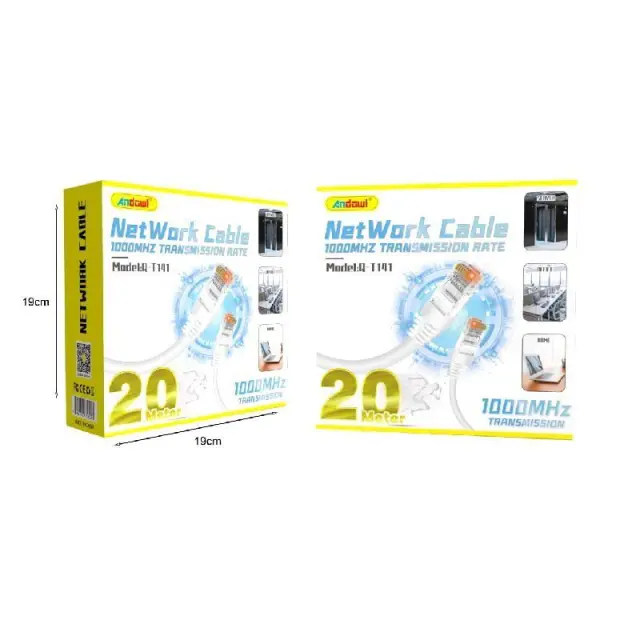 Andowl Καλώδιο δικτύου ethernet 20m 1000MHz U/UTP Cat.5e Q-T141 - Net Work Cable 0751185 2