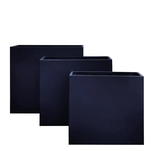 Γλάστρα Μαύρο Τσιμέντο 61x26x61cm/71x31x71cm/81x36x81cm Σετ 3Τμχ