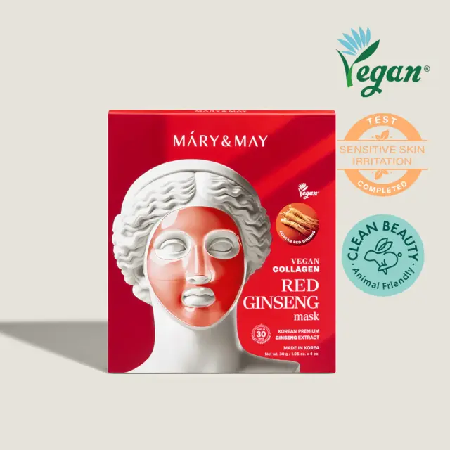 Mary & May Vegan Collagen Red Ginseng Sheet Mask Ενυδατική και Αναζωογονητική Μάσκα Προσώπου 30gr 2