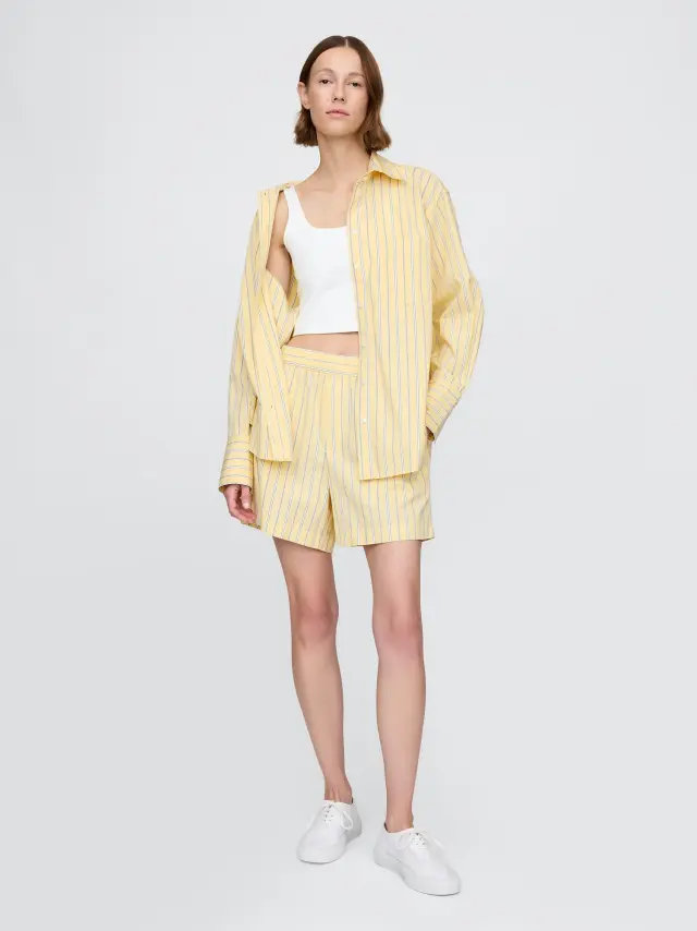 Οργανικό Βαμβάκι Ποπλίνα Boxer Σορτς Yellow stripe - XS