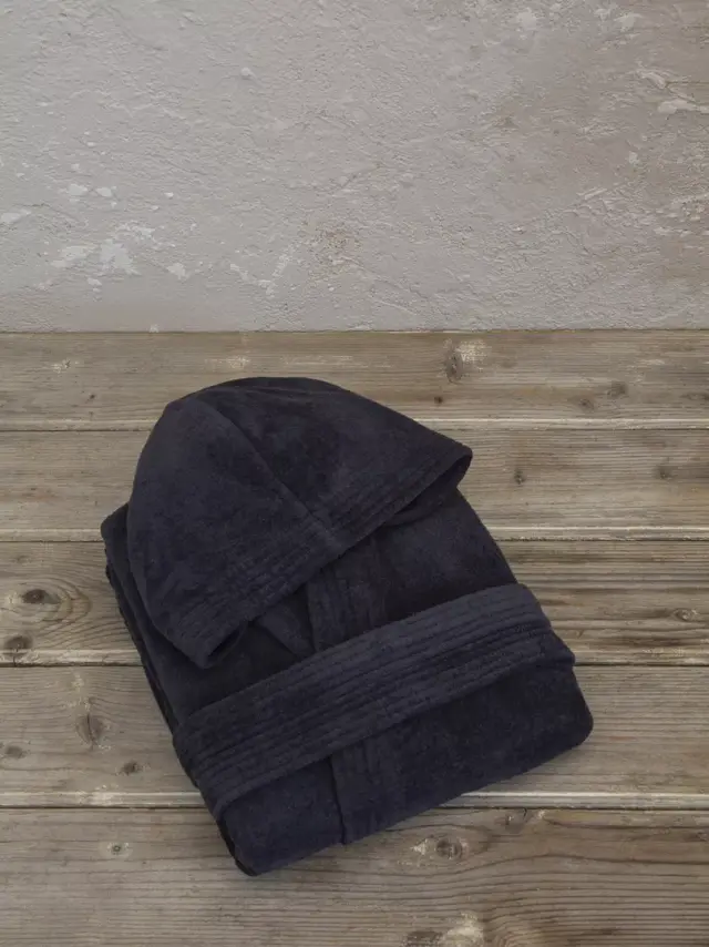 Μπουρνούζι με κουκούλα Zen - Total Black Μαύρο Medium