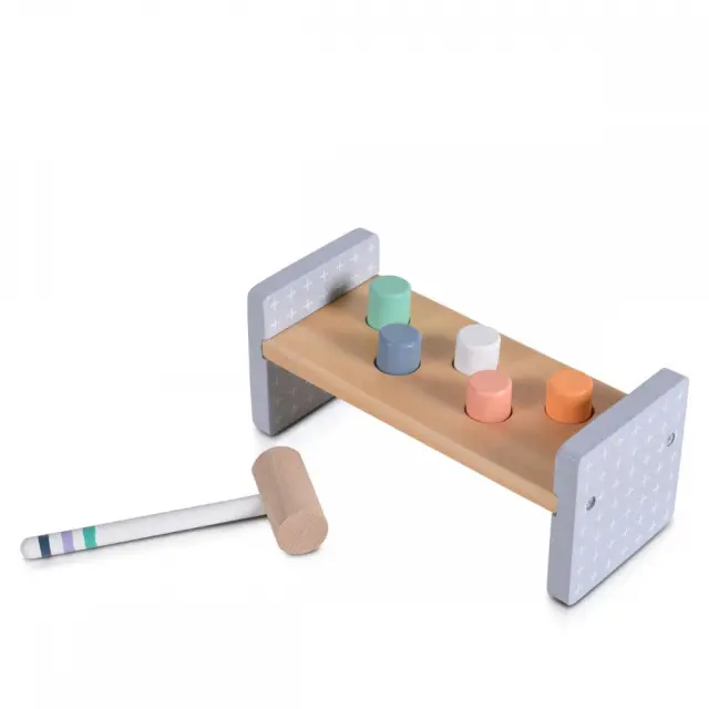 Moni Toys Ξύλινο Εκπαιδευτικό Παιχνίδι με Κυλίνδρους και Σφυρί 18+ Μηνών