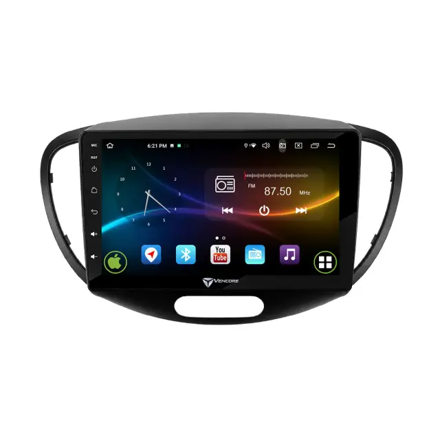 VenCore Οθόνη Multimedia Android 15 9" 9109A MTK6762 Octa-Core 2GB/32GB IPS με Πρόσοψη, CarPlay, Android Auto και Υποστήριξη Κάμερας Οπισθοπορείας AHD για Hyundai i10 2008-2014 – Μαύρη (3236-10007-0551B) 2