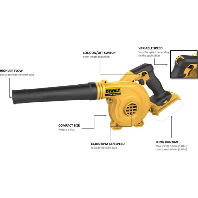 DeWalt DCV100 - Φυσητήρας Μπαταρίας 18V XR Li-Ion (Χωρίς Μπαταρία + Φορτιστή) 3