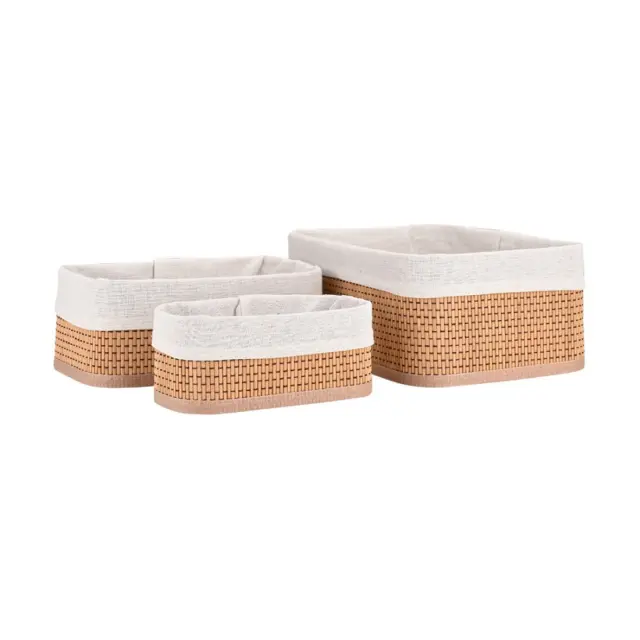 Estia Καλάθι Οργάνωσης Bamboo Essentials Me Επένδυση Σετ 3Τεμ. Νέα Πλέξη