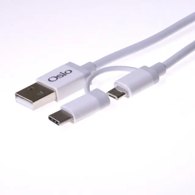 Καλώδιο USB Σε Micro USB & USB Type-C Με Αντάπτορα 1m OSIO OTU-495W