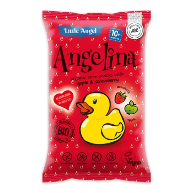 Βιολογικά Vegan Γαριδάκια με Φράουλα & Μήλο 30g (+10μ) - Αngelina