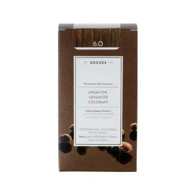 Korres Argan Oil Advanced Colorant 6.0 Ξανθό Σκούρο Φυσικό Μόνιμη Βαφή Μαλλιών με Τεχνολογία Pigment Lock που κλειδώνει το Χρώμα, 50ml 3