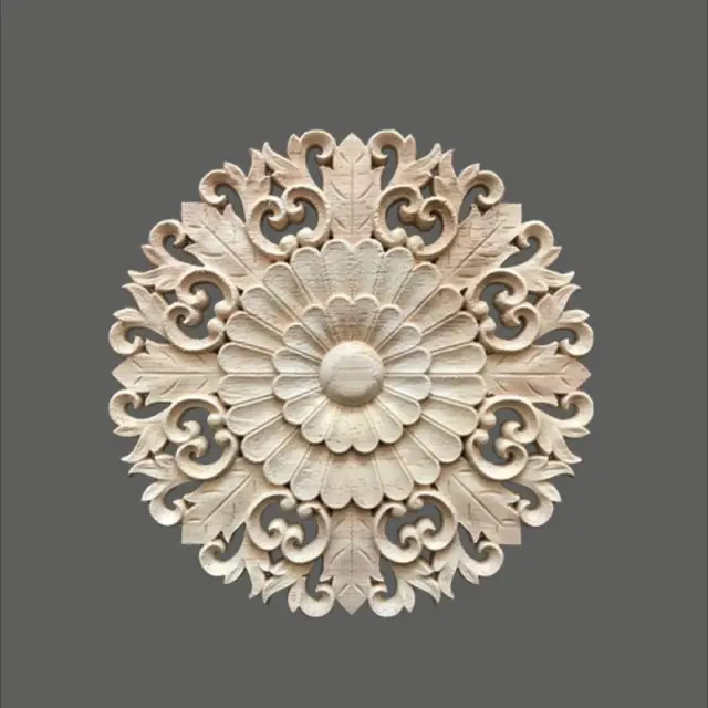Ξυλόγλυπτο ροζέτα από ατόφιο ξύλο, 18cm, DHW-547
