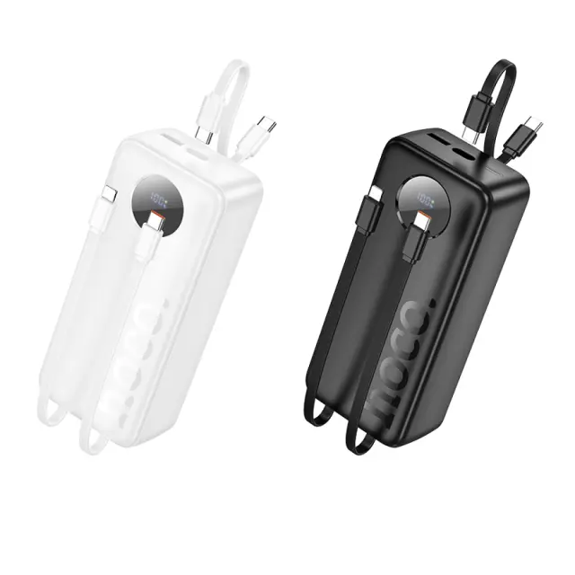 Hoco Power Bank 20000mAh με 2 Eνσωματωμένα Καλώδια Φόρτισης και Θύρες USB-A, USB-C Μαύρο J132B 2