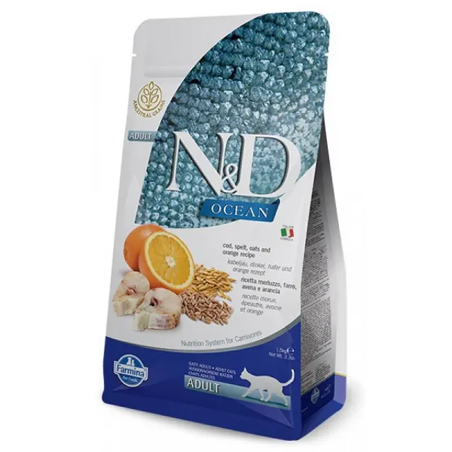 N&D LOW GRAIN OCEAN FISH & ORANGE ADULT CAT 10KG