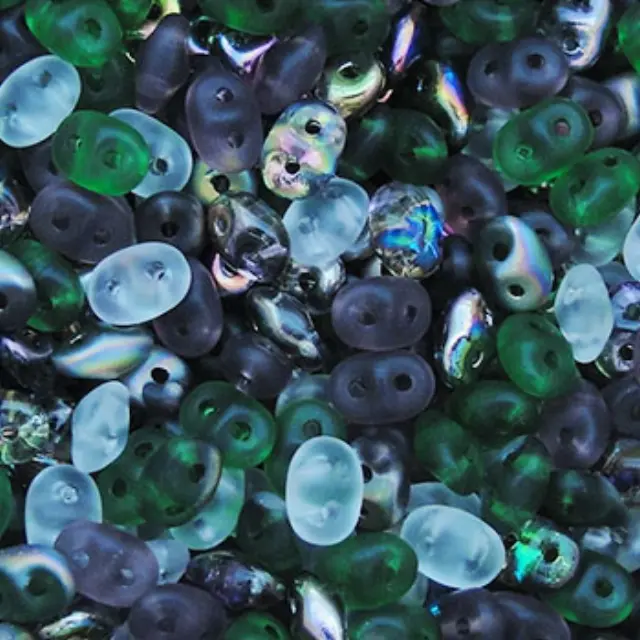 Χάντρα Superduo - Fluorite - 2.5x5mm ~10gr