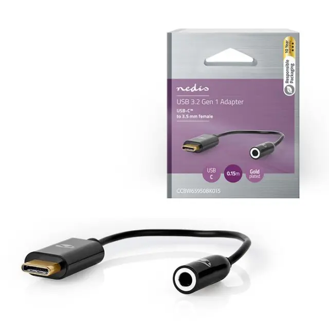 Καλώδιο-αντάπτορας USB 3.2 Gen 1x1 Type-C αρσ. - 3.5mm θηλ., 0.15m.