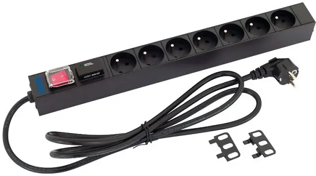 Triton distribution panel RAB-PD-X11-A1, 19", 7x 230V FR, lightning protection, power button, 2m cable