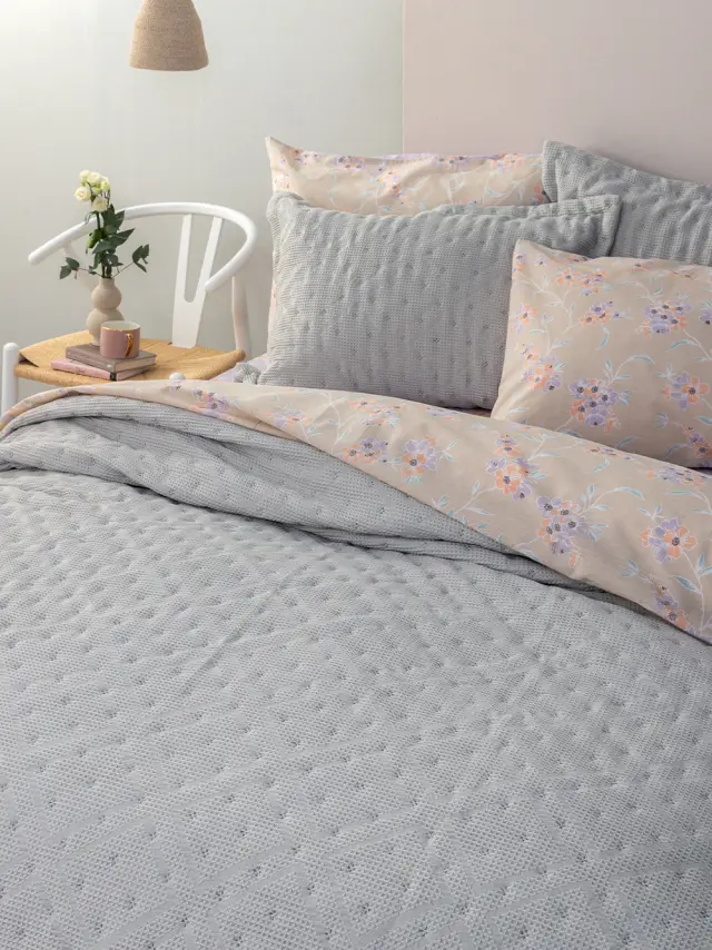 Κουβερλί 220x240 Υπέρδιπλο 100gsm Palamaiki Alison 100% Πολυέστερ- Grey