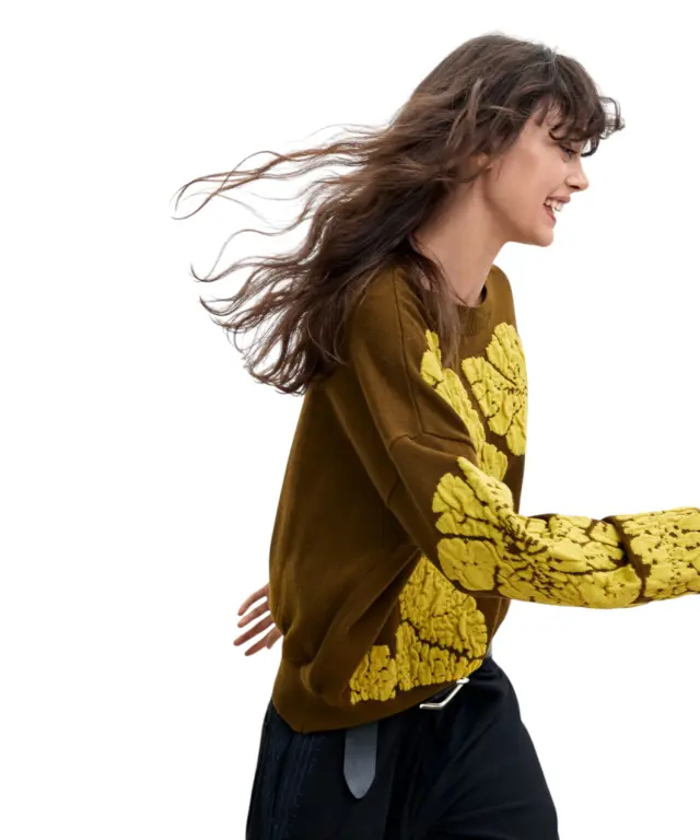 Desigual - Γυναικείο Πλεκτό Πουλóβερ Bubbles 26WWJF09-4092 Λαδί 3