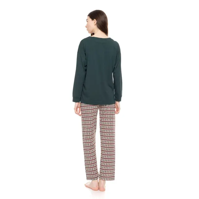 Γυναικεία πυτζάμα V Forest Green Geo W1563 Τύπος Pink Label - XXXL 3