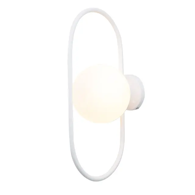 InLight Επιτοίχιο φωτιστικό σε λευκή απόχρωση και λευκή οπαλίνα 1XG9 D:40cm (43038-WH) 3