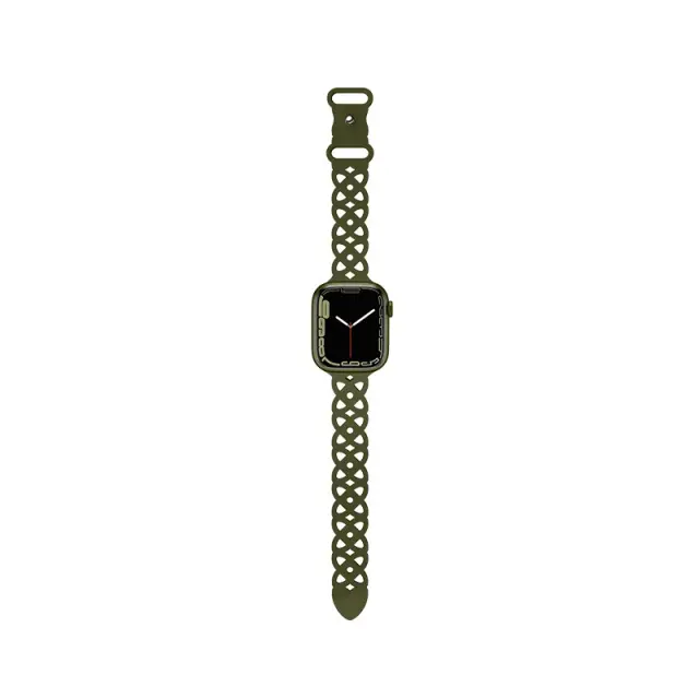 Watchband Hoco WA09 Flexible Rhombus Hollow 42/44/45/49mm για Apple Watch 1/2/3/4/5/6/7/8/SE/Ultra Olive Green Silicon Band 3