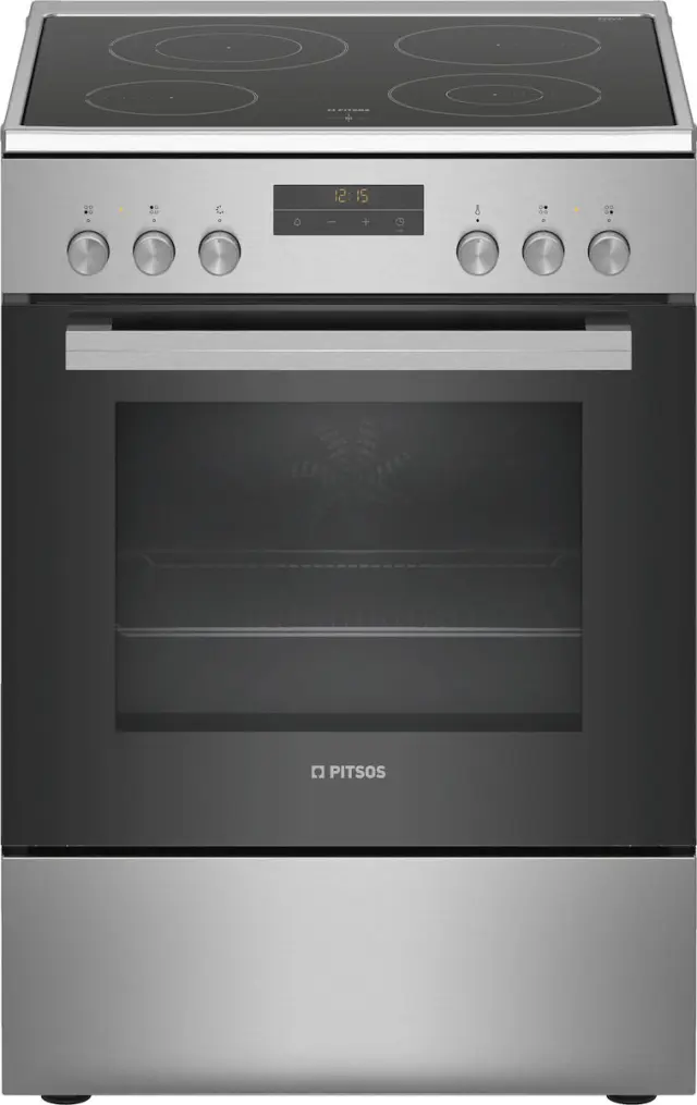 Pitsos PHN039350 Κουζίνα 66lt με Κεραμικές Εστίες Π60εκ. Inox