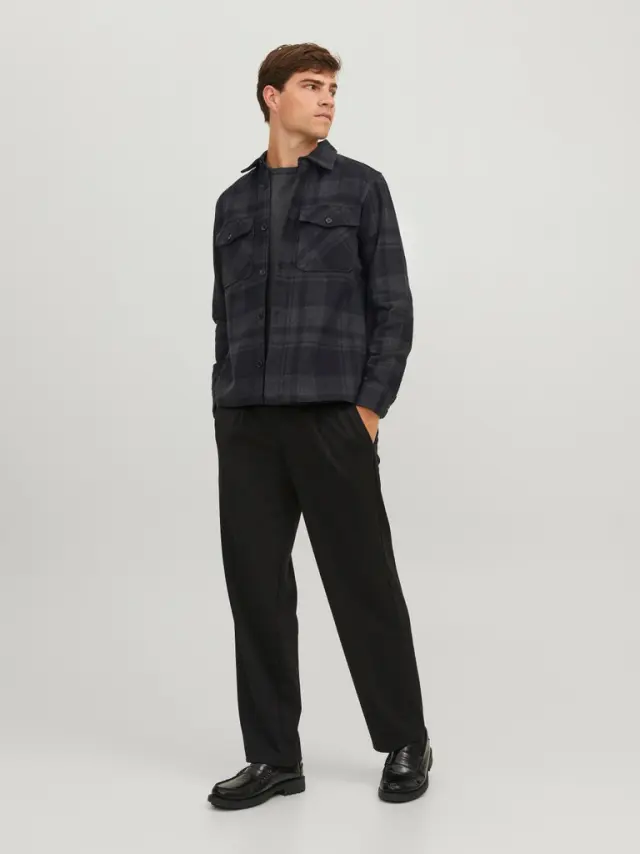 JPRROY CHECK OVERSHIRT L/S SN dark grey melange - S 3