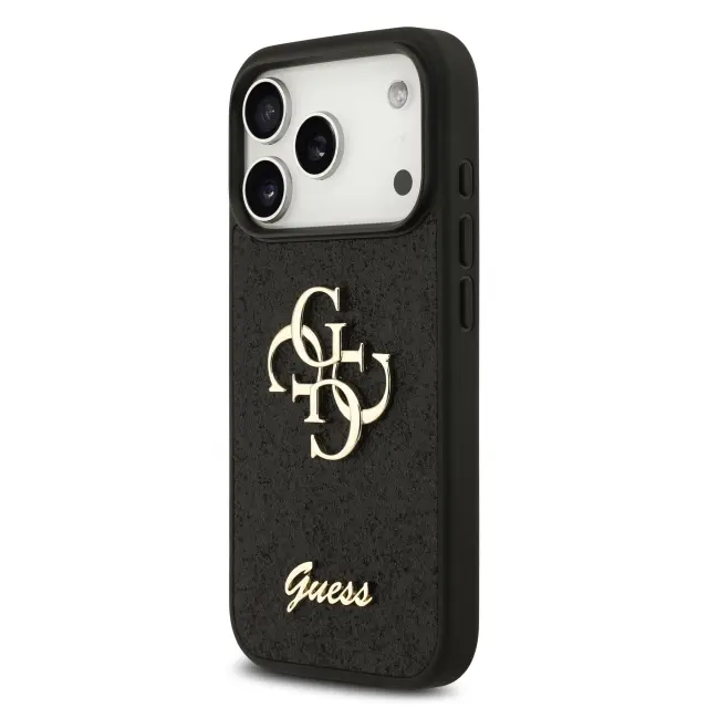Guess PU Fixed Glitter 4G Metal Logo Case for iPhone 18 Pro Black 2