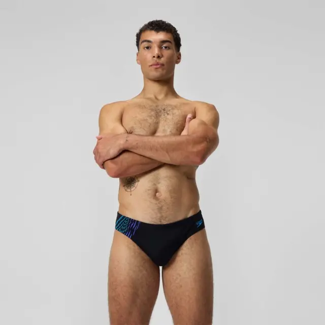 Speedo Men's 7cm Tech Panel Brief Swim Slip Μαύρο - Μπλε 800300515334 (Speedo)