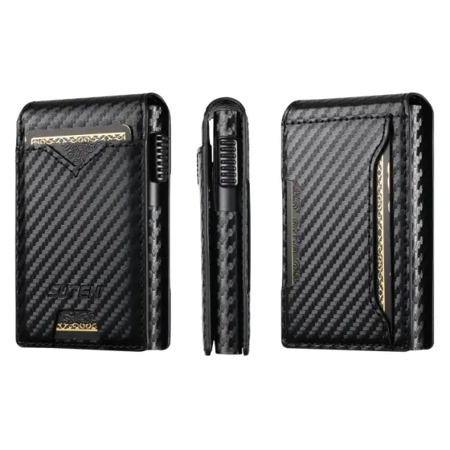 RFID Πορτοφόλι για Κάρτες με Μηχανισμό Automatic Pop-Up-Carbon Black OEM