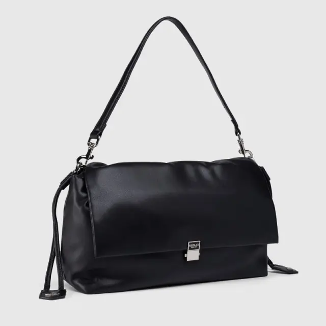 Μαλακή Τσάντα Ώμου Με Καπάκι Flapbag Replay FW01AJ.000.A7243S.C098 Μαύρο - ONESIZE 2