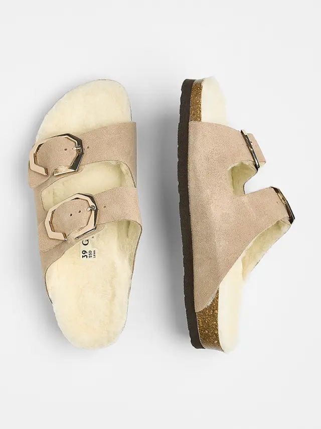 Genuins Παντόφλες Γυναικείο δέρμα Μπεζ GEN/GALIA SHEEP G106707 TAUPE 3