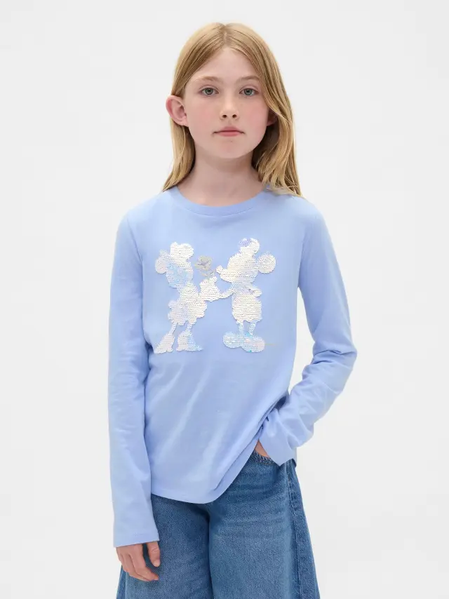 GapKids × Disney Relaxed Flippy-Sequin Graphic Μπλούζα blue crystal