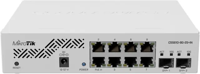 Mikrotik CSS610-8G-2S+IN network switch Gigabit Ethernet (10-100-1000) Power over Ethernet (PoE) White