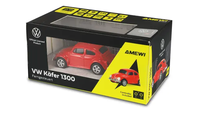 AMEWI Volkswagen Beetle 1300 Classic Τηλεκατευθυνόμενο Αυτοκίνητο με LED & Μεταλλικό Αμάξωμα 1:64 Κόκκινο 21125 2