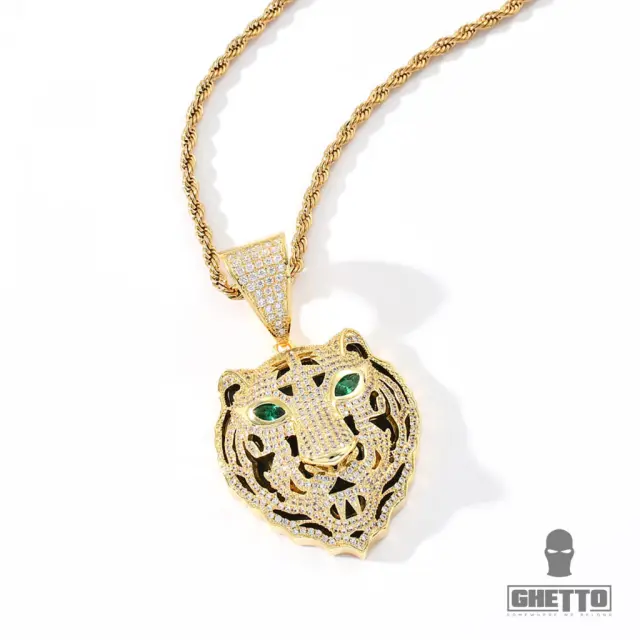 Ghetto Hip-hop Tiger Pendant Necklace Gold