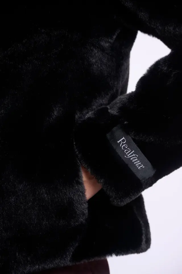 RINO & PELLE “VIE” FAUX FUR JACKET (VIE-7002611-BLACK) - 42 3