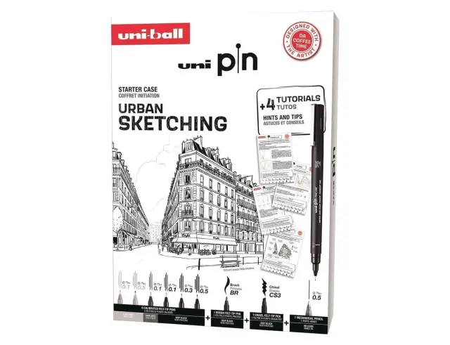 Μαρκαδόροι Σχεδίου Uni PIN Urban Sketching με πάχος μυτών 0.1/0.3/0.5/BR/CS3/0.5 HB - 9 τεμάχιαUNI PIN 8P SET NO3