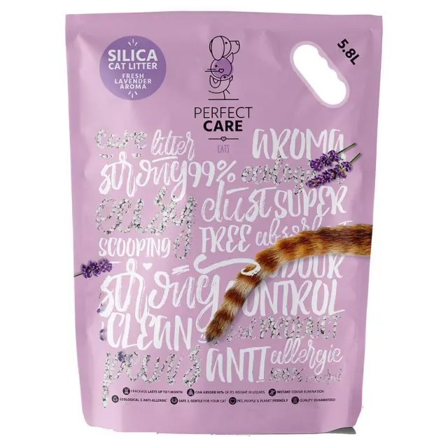 Perfect Care Silica Cat Litter Κρυσταλλική Άμμος Σιλικόνης για Γάτες με Άρωμα Λεβάντας 5.8lt Μονόχρωμο