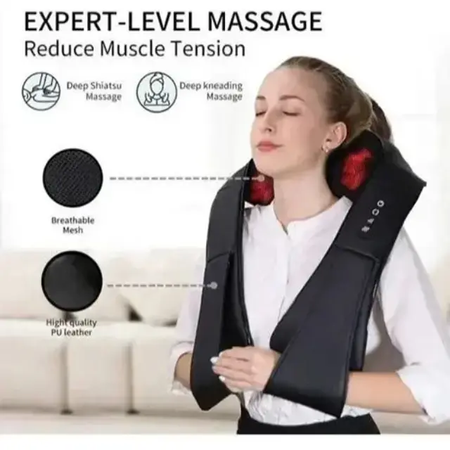 Συσκευή Μασάζ Shiatsu για τον Αυχένα & το Κεφάλι σε Μαύρο Χρώμα 3