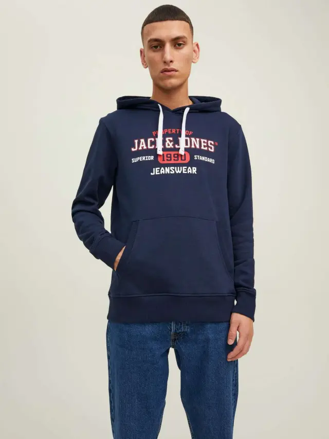 JJSTAMP SWEAT HOOD Navy Blazer 2