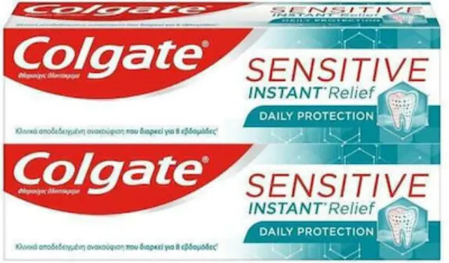 Colgate Sensitive 1+1 Δώρο Instant Relief Daily Protection Οδοντόκρεμα Άμεσης Ανακούφισης για Ευαίσθητα Δόντια, 2x75ml 2