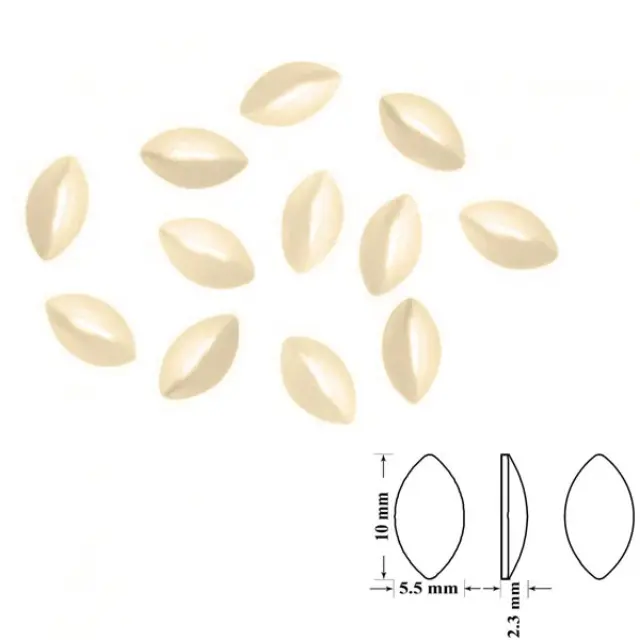Swarovski 2208/4 Cabochon Navette Flat Back No Hotfix 10mm Crystal Creampearl - 10τεμ
