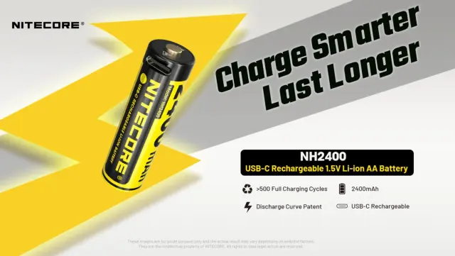 ΜΠΑΤΑΡΙΑ NITECORE Rechargable ΑΑ2400 1.5v Χ4 + Καλώδιο φόρτισης, NH2400 3