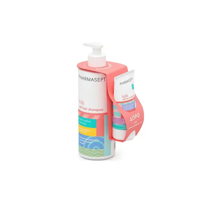 Pharmasept Promo Kids Soft Hair Shampoo Απαλό Παιδικό Σαμπουάν, 400ml & Δώρο Kids Soft Hair Conditioner Παιδική Μαλακτική Κρέμα Μαλλιών, 40ml, 1σετ