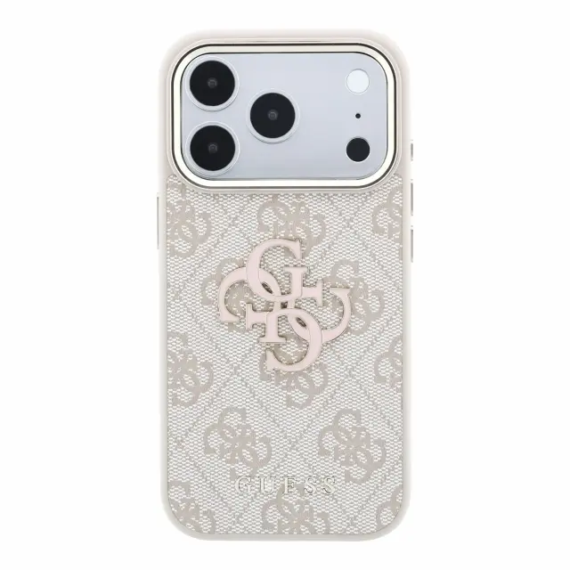Guess PU 4G Resin Metal Logo Case for iPhone 18 Pro Max Pink 3