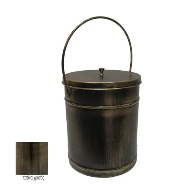 Μεταλλικός Κουβάς Τζακιού Στάχτης Φ24x30cm Πατίνα-Χρυσός / 110PG 3